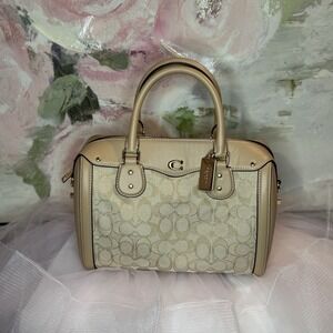 Coach Ivie Bennett Satchel Bag Light Khaki Beechwood Signature Canvas F38112 NEW